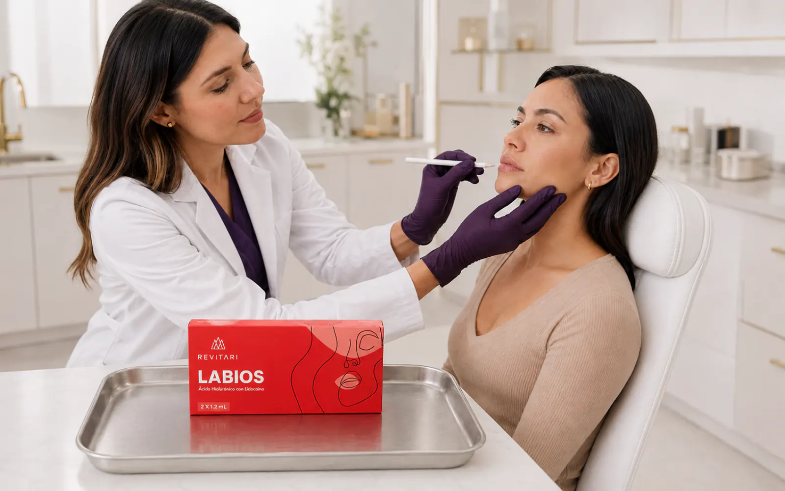 Lip Filler Revitari in a clinical setting